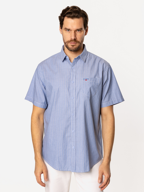 Koszula męska bawełniana w paski z krótkim rękawem Lee Cooper Wilson2-1112 3XL Błękitna (5905991734505) - obraz 3
