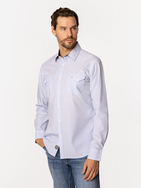 Koszula męska bawełniana eleganska Lee Cooper Malt-Kl21 L Błękitna (5905991733133) - obraz 3