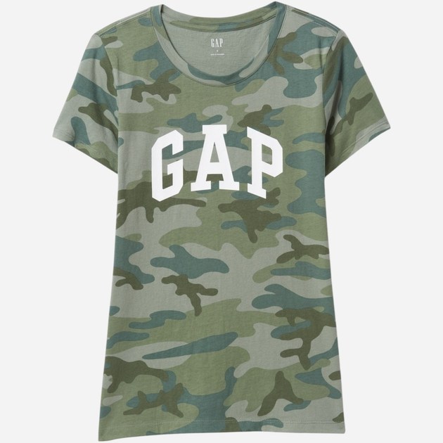 Футболка бавовняна пряма довга жіноча Gap 729555-10 S Камуфляжна (1200139319977) - зображення 5