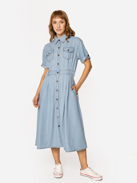 Sukienka koszulowa damska midi letnia Lee Cooper Vitoria-1027 L Błękitna (5905991737117) - obraz 3