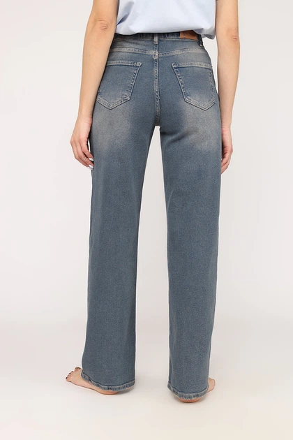 Джинсы wide leg женские 42 цвет синий YUKI ЦБ-00270121 - Фото 5 Джинсы wide leg женские 42 цвет синий YUKI ЦБ-00270121 - изображение 5