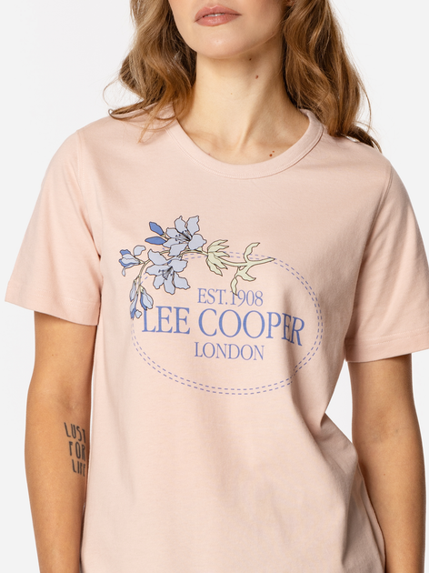 Футболка бавовняна жіноча Lee Cooper Blue Flowers-1160 S Персикова (5905991728283) - зображення 4