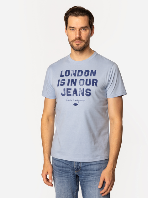 Футболка бавовняна довга чоловіча Lee Cooper Slog3-1160 XL Блакитна (5905991726562) - зображення 3