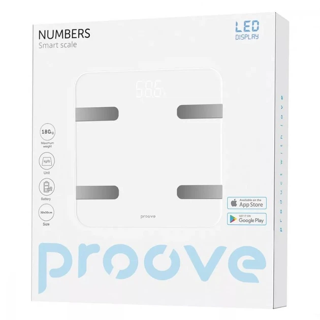 Смарт-весы напольные Proove Numbers до 180кг LED-дисплей (SLBP00010002) - изображение 7