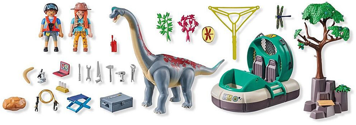 Дитячий ігровий набір Playmobil Dinos Брахіозавр з кораблем на повітряній подушці 71819 (4008789718198) - зображення 3