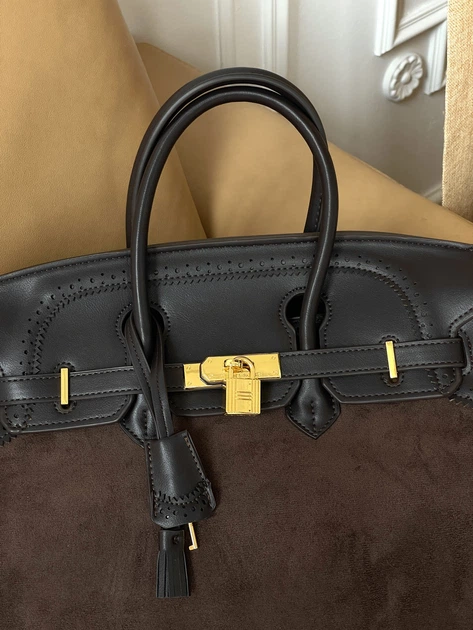 Сумка женская Birkin in Suede-Leather кросс боди шоколад Прем