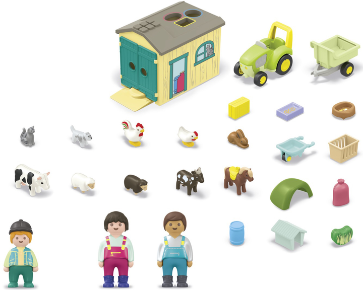 Zabawka dla niemowląt Playmobil Junior Przygoda na gospodarstwie z traktorem, przyczepą i zwierzętami 71656 (4008789716569) - obraz 3