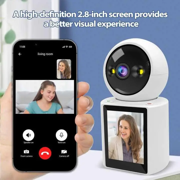 Камера, відео няня настільна поворотна 2.8" Wi-Fi V3B iCSee - Фото 2 Камера, відео няня настільна поворотна 2.8" Wi-Fi V3B iCSee - изображение 2