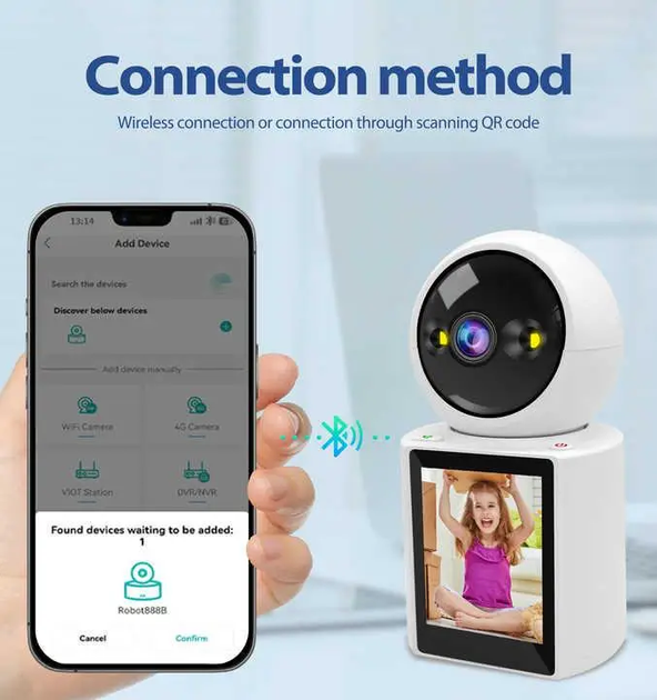 Камера, відео няня настільна поворотна 2.8" Wi-Fi V3B iCSee - Фото 3 Камера, відео няня настільна поворотна 2.8" Wi-Fi V3B iCSee - изображение 3