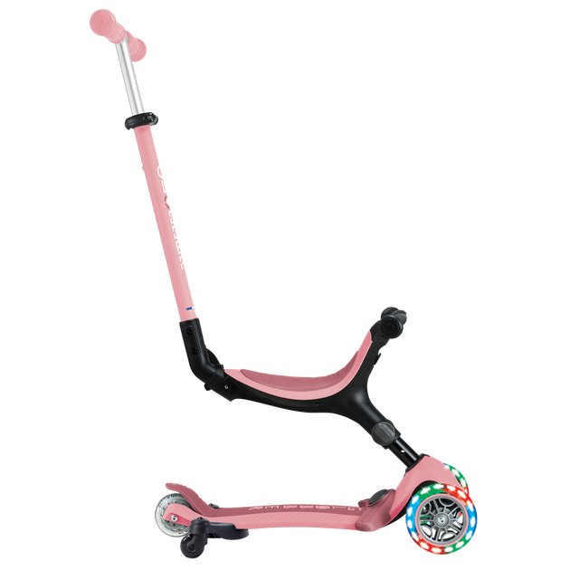 Дитячий самокат 3в1 з сидінням та додатковими колесами Globber Go Up Active Lights 360 пастельно-рожевий (749-310) - изображение 4