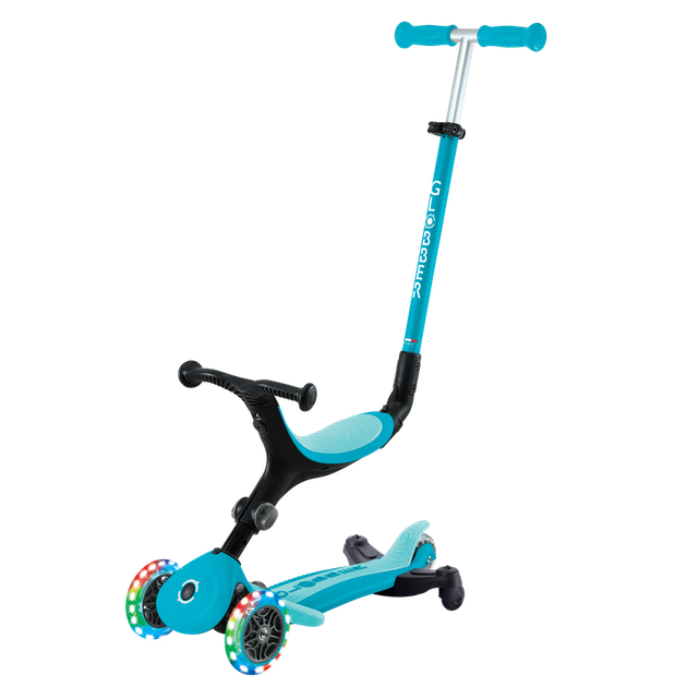 Дитячий самокат 3в1 з сидінням та додатковими колесами Globber Go Up Active Lights 360 голубий (749-300) - изображение 2
