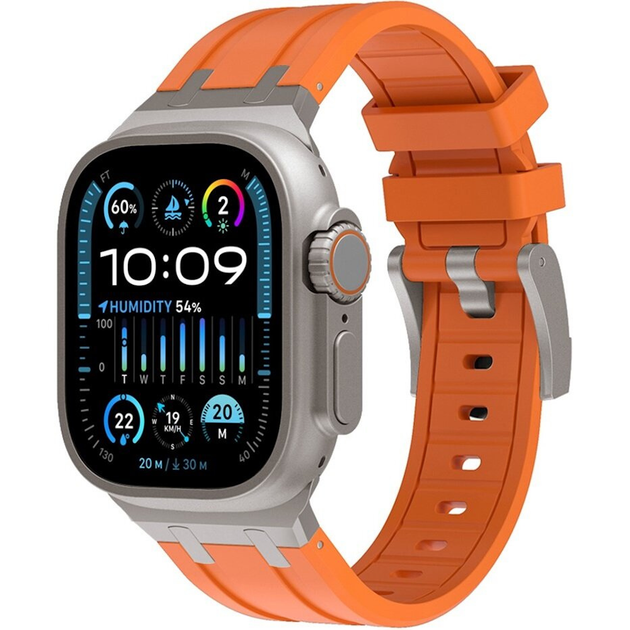 Ремінець силікон (класик) для Apple Watch Ultra 49 mm (Ultra | Ultra 2 | Ultra 3) orange-titanium - зображення 2
