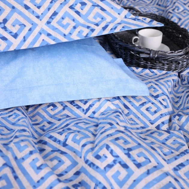 Простынь на резинке MirSon 80x190+25 см 00-5 Geometry Blue поплин (2200009704284) - изображение 7