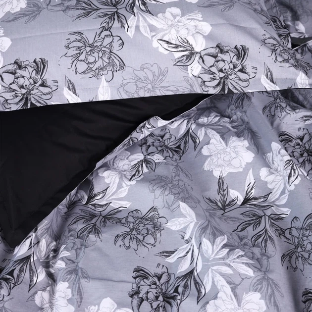 Простынь на резинке MirSon 150x200+25 см 00-8 Black Flowers поплин (2200009708190) - изображение 7