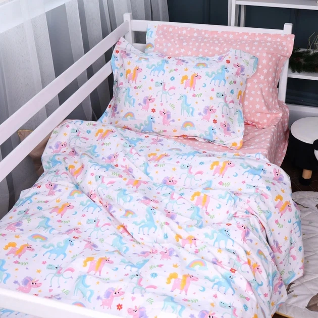 Простынь на резинке MirSon Poplin Line Kids 05 Pony 100x200 см (2200009715693) - изображение 3
