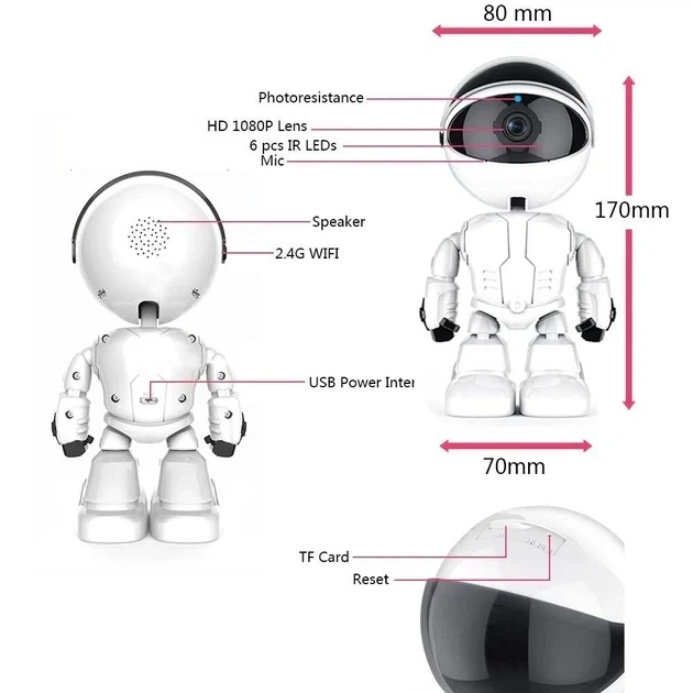 Цифрова поворотна Wi-Fi відеоняня Robot 2mp FullHD - зображення 6