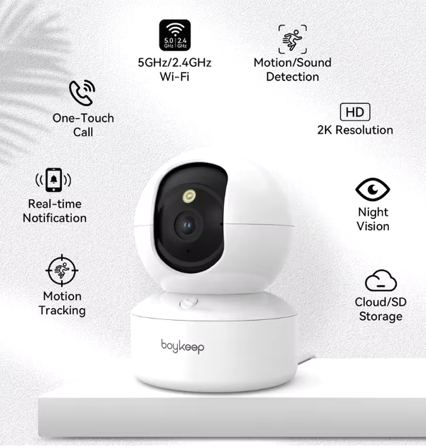 Беспроводная IP-камера Boykeep 2K K30 3MP поворотная 360 камера - изображение 2