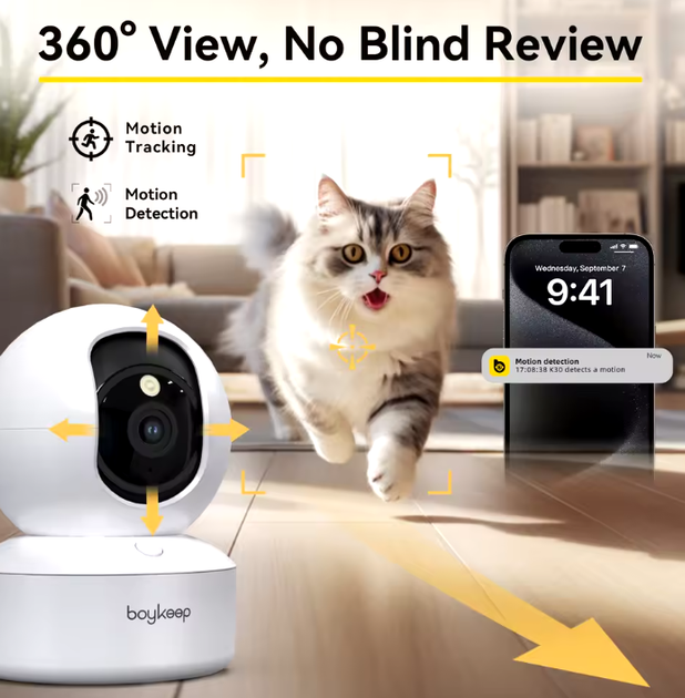 Беспроводная IP-камера Boykeep 2K K30 3MP поворотная 360 камера - изображение 5