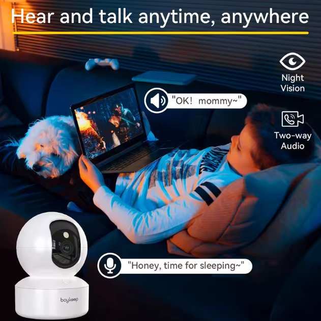 Беспроводная IP-камера Boykeep 2K K30 3MP поворотная 360 камера - изображение 6