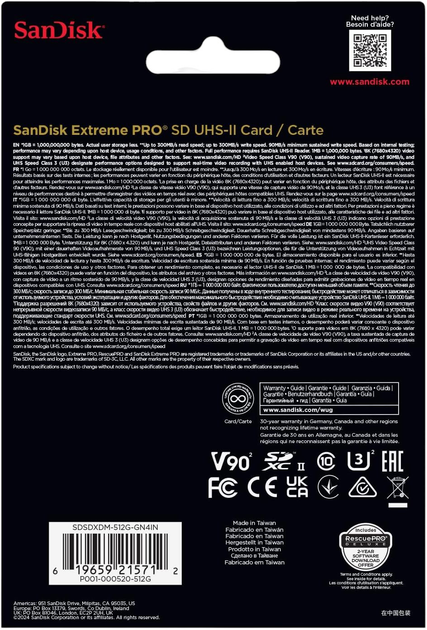 Karta pamięci SanDisk Extreme Pro SDXC 512GB V90 UHS-II (SDSDXDM-512G-GN4IN) - obraz 4