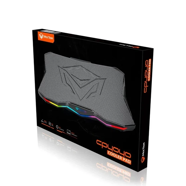 Подставка для ноутбука с охлаждением MEETION Gaming Cooling Pad CP4040 с подсветкой RGB |9-17", 2USB| Черный - изображение 2