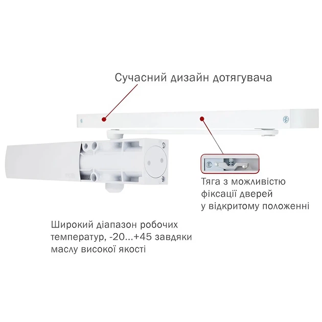 Дверний дотягувач RYOBI D-1200T Білий автоматичний (99-00012860) - зображення 2