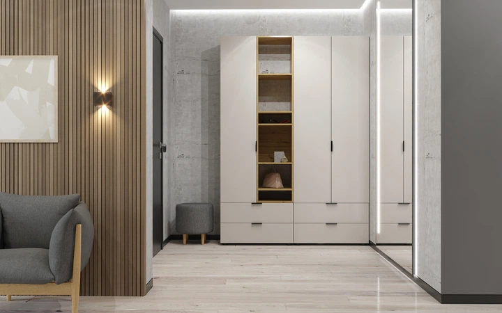 Шафа Metkas Home A004 800 x 420 x 2300 мм ЛДСП Кашемір (MA004-K) - зображення 3