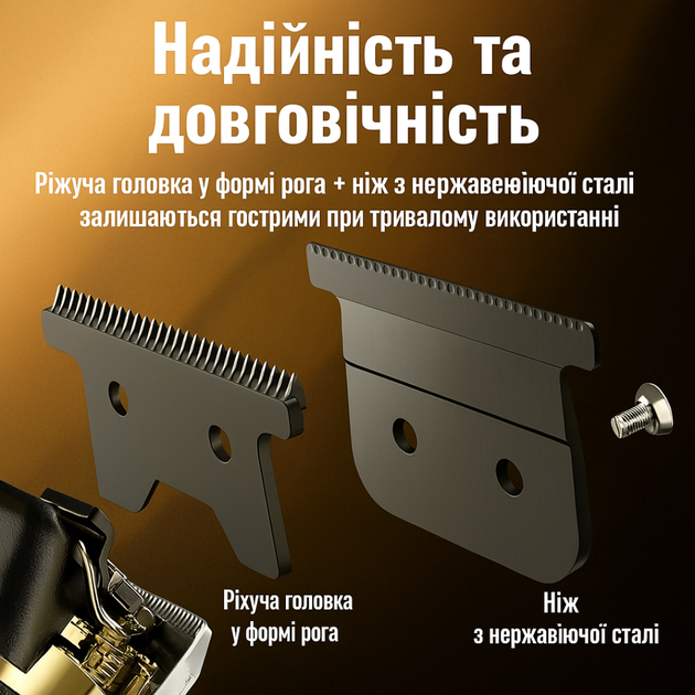 Универсальный триммер для стрижки волос портативный беспроводный с насадками машинка для бороды головы аккумуляторная Hoco Retro Balck - изображение 3