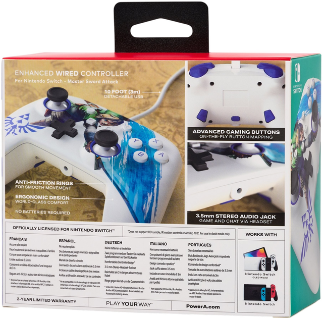 Kontroler PowerA NSW ENH Nintendo Switch Wired Controller - Master Sword Attack (0617885028649) - obraz 10