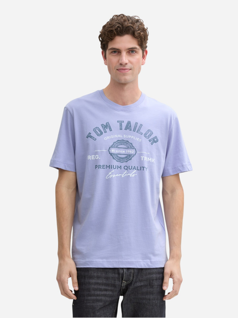 Футболка бавовняна чоловіча Tom Tailor 1037735-36549 S Блакитна з принтом (4068128279575) - зображення 1