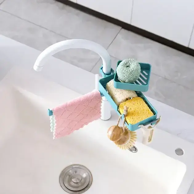 Полиця-тримач на кран для мила/губки TUB поворотний органайзер для мочалок Бірюзовий (VD-7316) - зображення 10
