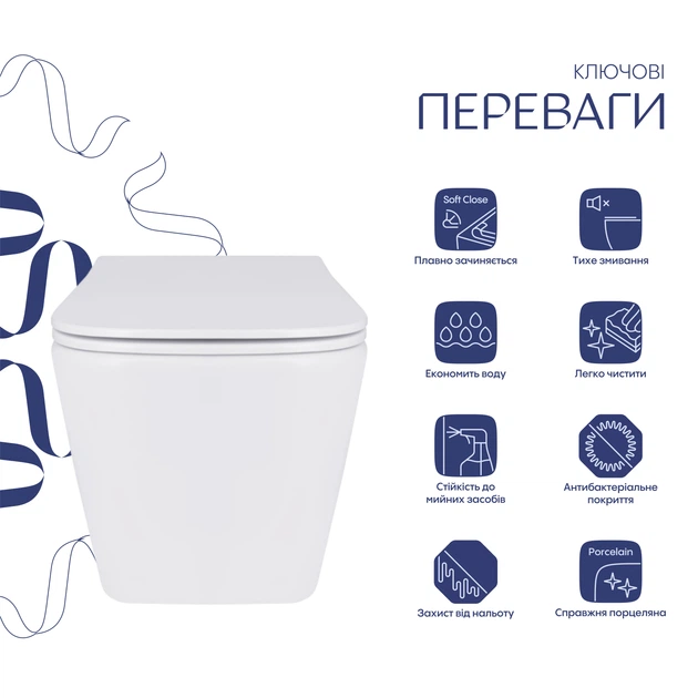 Унитаз подвесной Qtap Tern с сиденьем Soft-close QT1733052EUQW - изображение 3