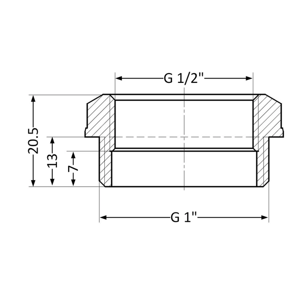 Футорка латунна Thermo Alliance Standart 1"×1/2" НВ (зовнішня-внутрішня), PN25 - изображение 2
