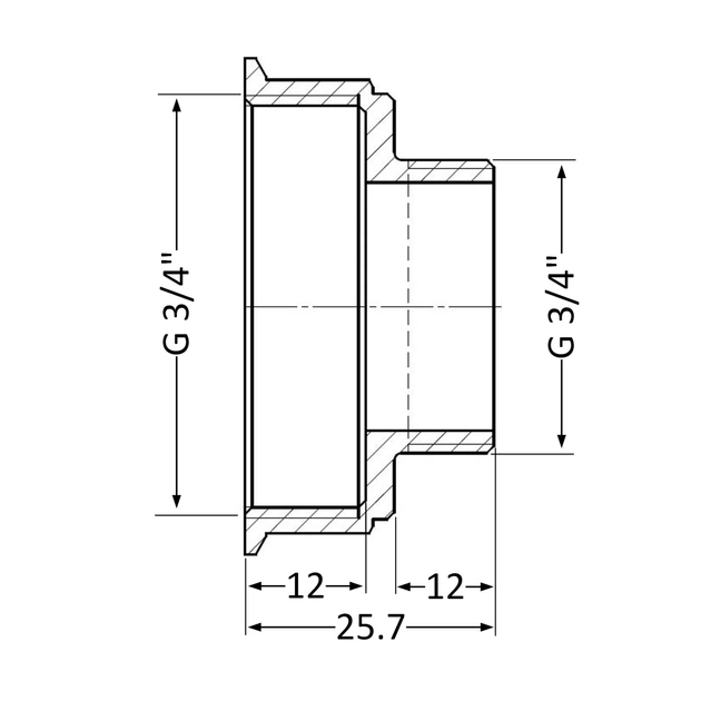 Футорка (перехідник) латунна Thermo Alliance Standart 3/4" × 3/4" ВН, PN25 - изображение 2