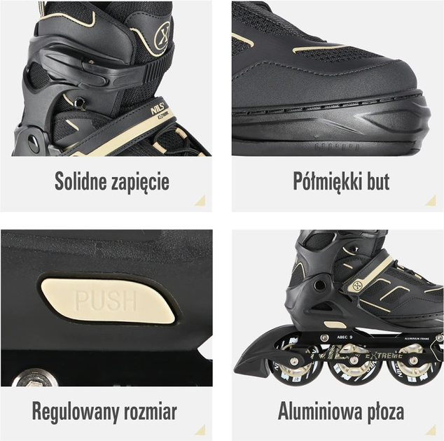 Łyżworolki Nils Extreme NA14174 Czarno-Beżowe roz. M (35-38) (5907695535198) - obraz 5