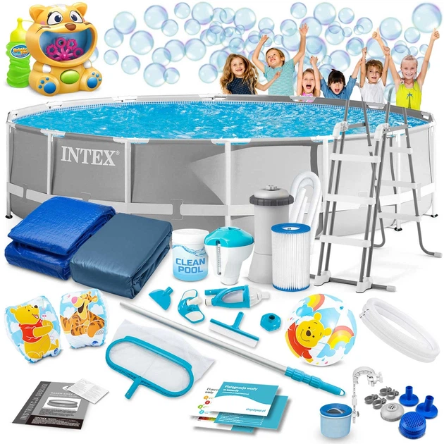 Басейн каркасний 21в1 INTEX 26720, 427 х 107 см + машина для створення бульбашок - Фото 1 Басейн каркасний 21в1 INTEX 26720, 427 х 107 см + машина для створення бульбашок - изображение 1