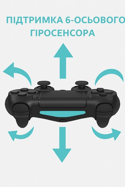 Бездротовий геймпад DATA FROG для PS4 / Slim / Pro / Windows / Apple / Android / Steam / Чорний - зображення 5