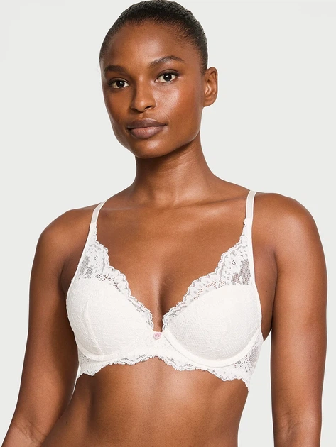 Комплект білизни (бюстгальтер + трусики-стрінги) жіночий Victoria's Secret Starstruck Shine 90E/XL білий - Фото 2 Комплект білизни (бюстгальтер + трусики-стрінги) жіночий Victoria's Secret Starstruck Shine 90E/XL білий - изображение 2