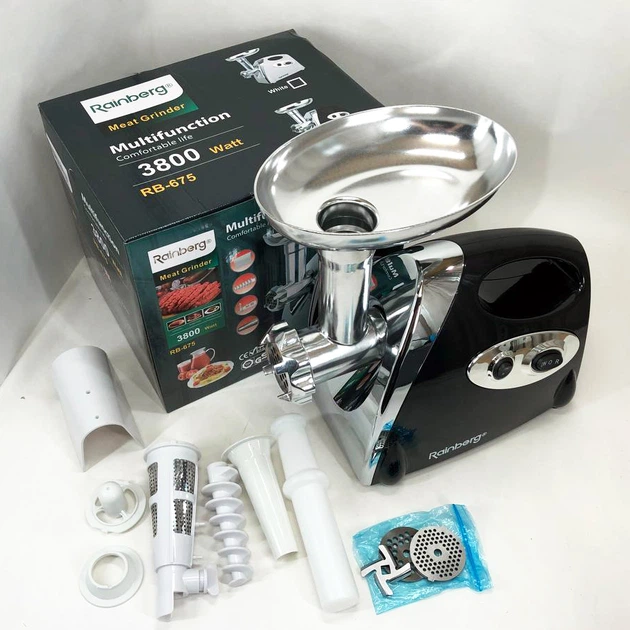 Мясорубка Rainberg RB-675 3800W с соковыжималкой Мясорубка электрическая металл Цвет: черный - изображение 6