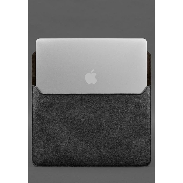 Чехол-конверт с клапаном кожа+фетр для MacBook 16" Темно-коричневый Crazy Horse - Фото 4 Чехол-конверт с клапаном кожа+фетр для MacBook 16" Темно-коричневый Crazy Horse - изображение 4