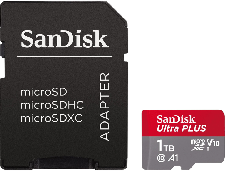 Karta pamięci SanDisk Ultra PLUS microSDXC 1TB V10 UHS-I + SD Adapter (619659200756) - obraz 2