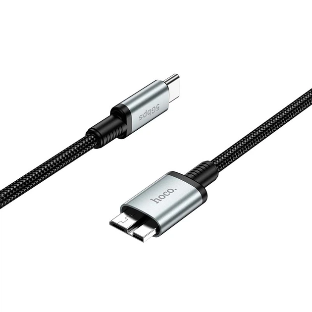 Кабель Hoco Type-C to Micro USB 3.0 excellent speed cable US10 |0.5m, 5Gbps| black - изображение 4