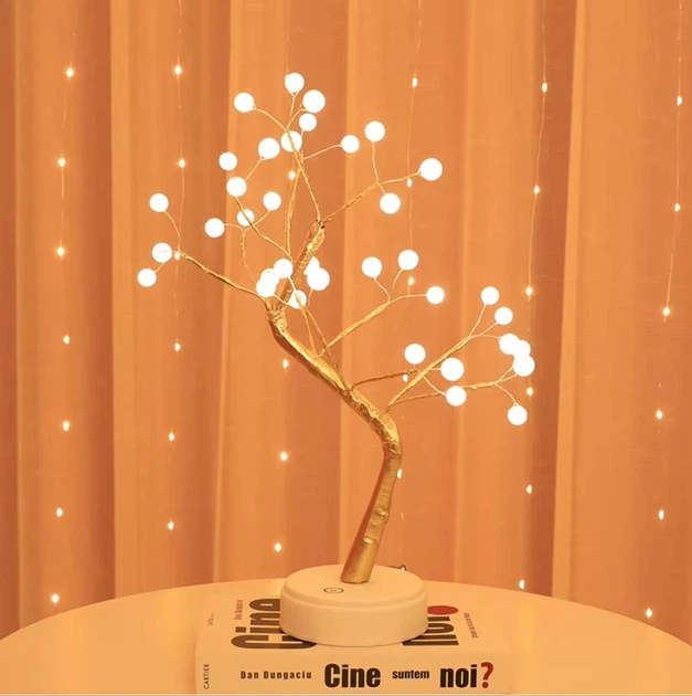 Настольный светильник ночник Bonsai Tree LED декоративный для интерьера с питанием от USB и батареек гибкие ветки для создания уютной атмосферы в спальне или гостиной светодиодный осветительный прибор для декора стола - изображение 2
