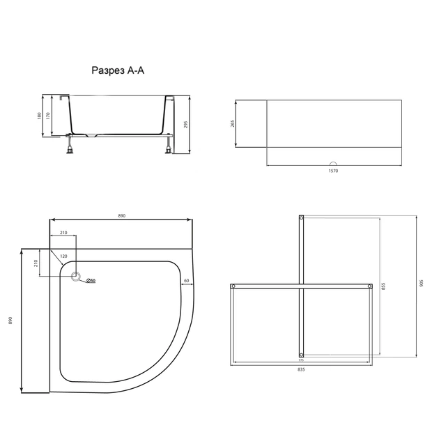 Душевой поддон Lidz KAPIELKA ST90x90x26 - изображение 2