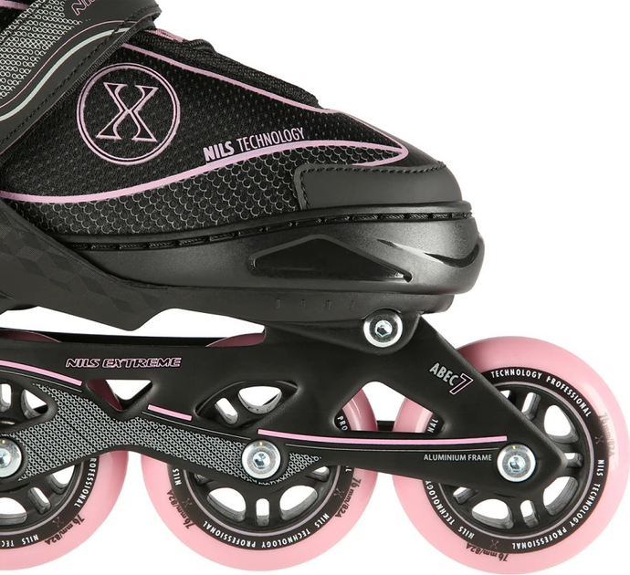 Łyżworolki Nils Extreme NA11008 Czarno-Różowe roz. M (35-38) (5907695599626) - obraz 6