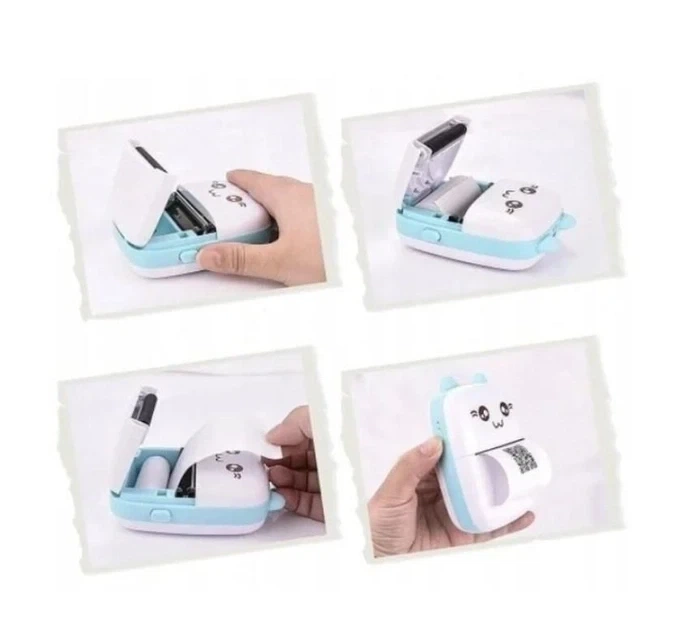 Детский термопринтер с аккумулятором Mini printer Cat Ears с Bluetooth Синий 8499 - изображение 7