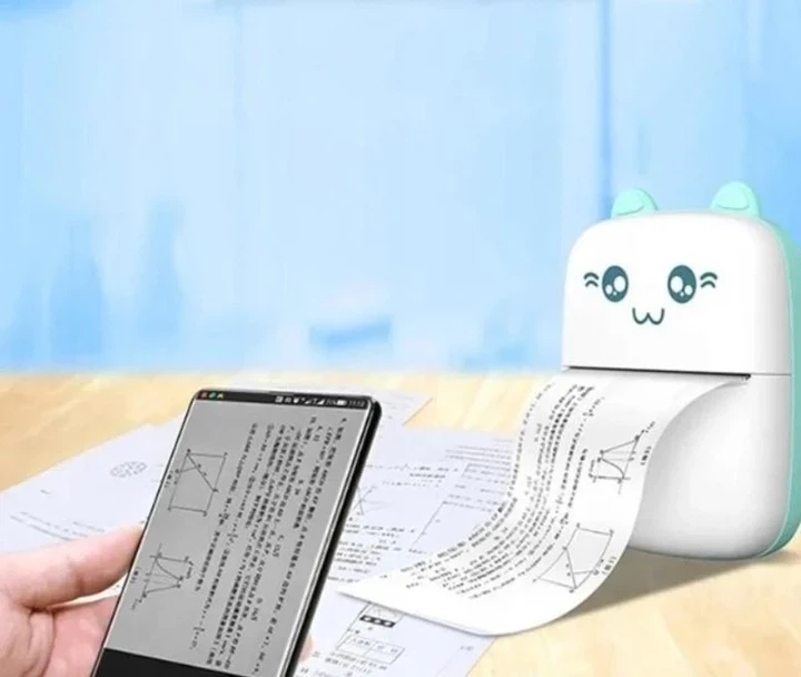 Детский термопринтер с аккумулятором Mini printer Cat Ears с Bluetooth Синий 8499 - изображение 8
