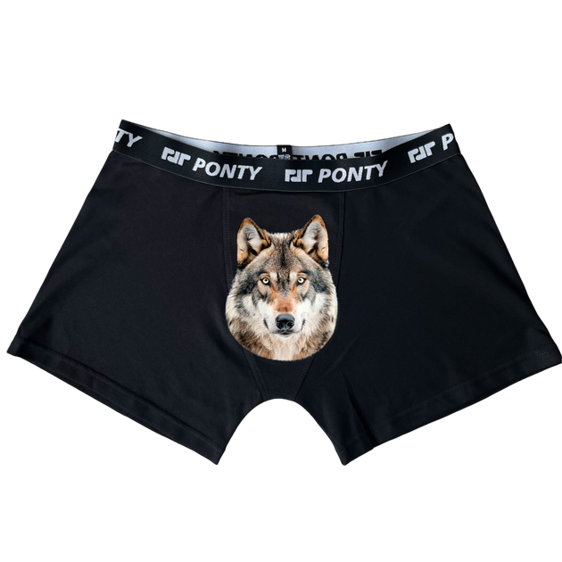 Чоловічі труси Ponty Shop "Вовк new" L Чорні - Фото 1 Чоловічі труси Ponty Shop "Вовк new" L Чорні - изображение 1
