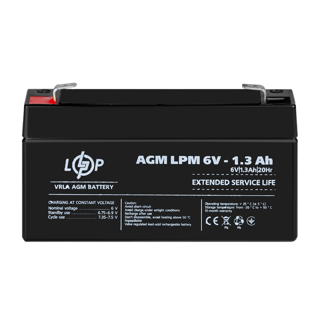 Акумулятор AGM LogicPower LPM 6V - 1.3 Ah - зображення 2