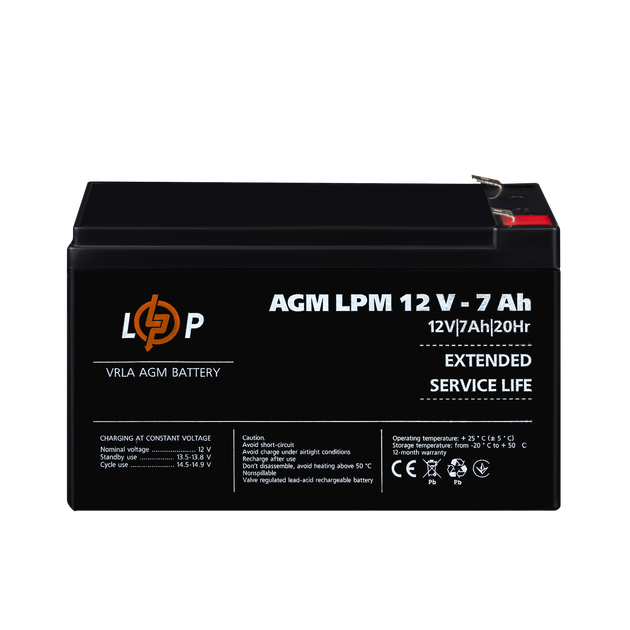 Акумулятор AGM LogicPower LPM 12V - 7 Ah - изображение 2